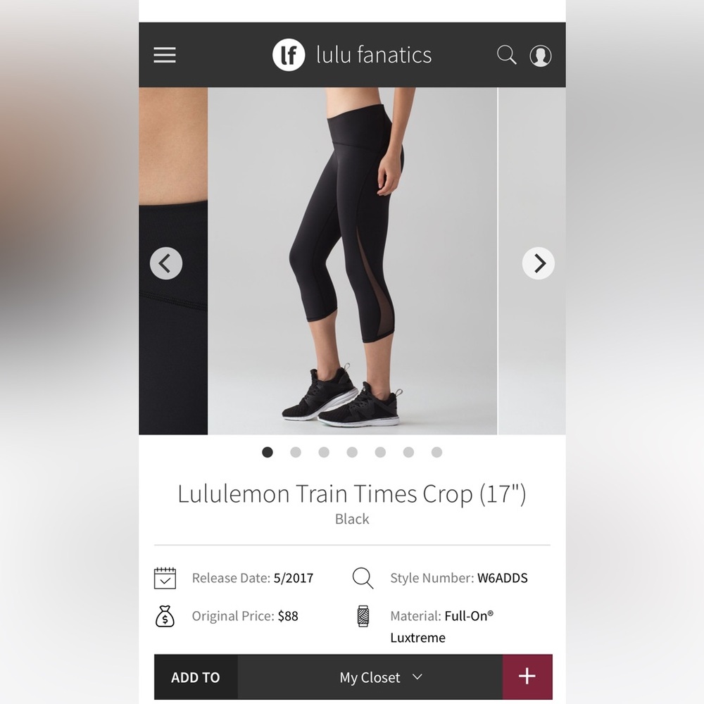 Lululemon train times crop legging